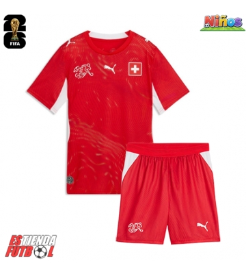 Suiza Primera Equipación Niños Mundial 2026 Manga Corta (+ Pantalones cortos)